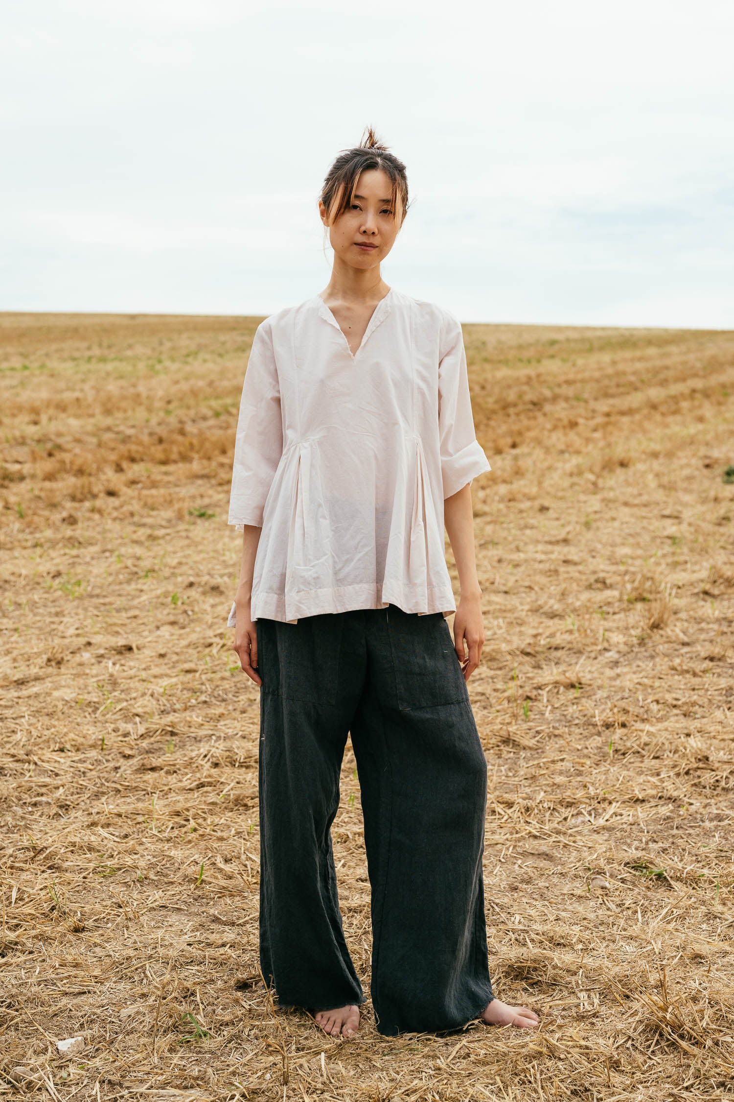 sale double pleat top cotton