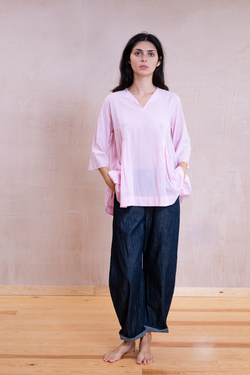 sale double pleat blouse cotton cambric