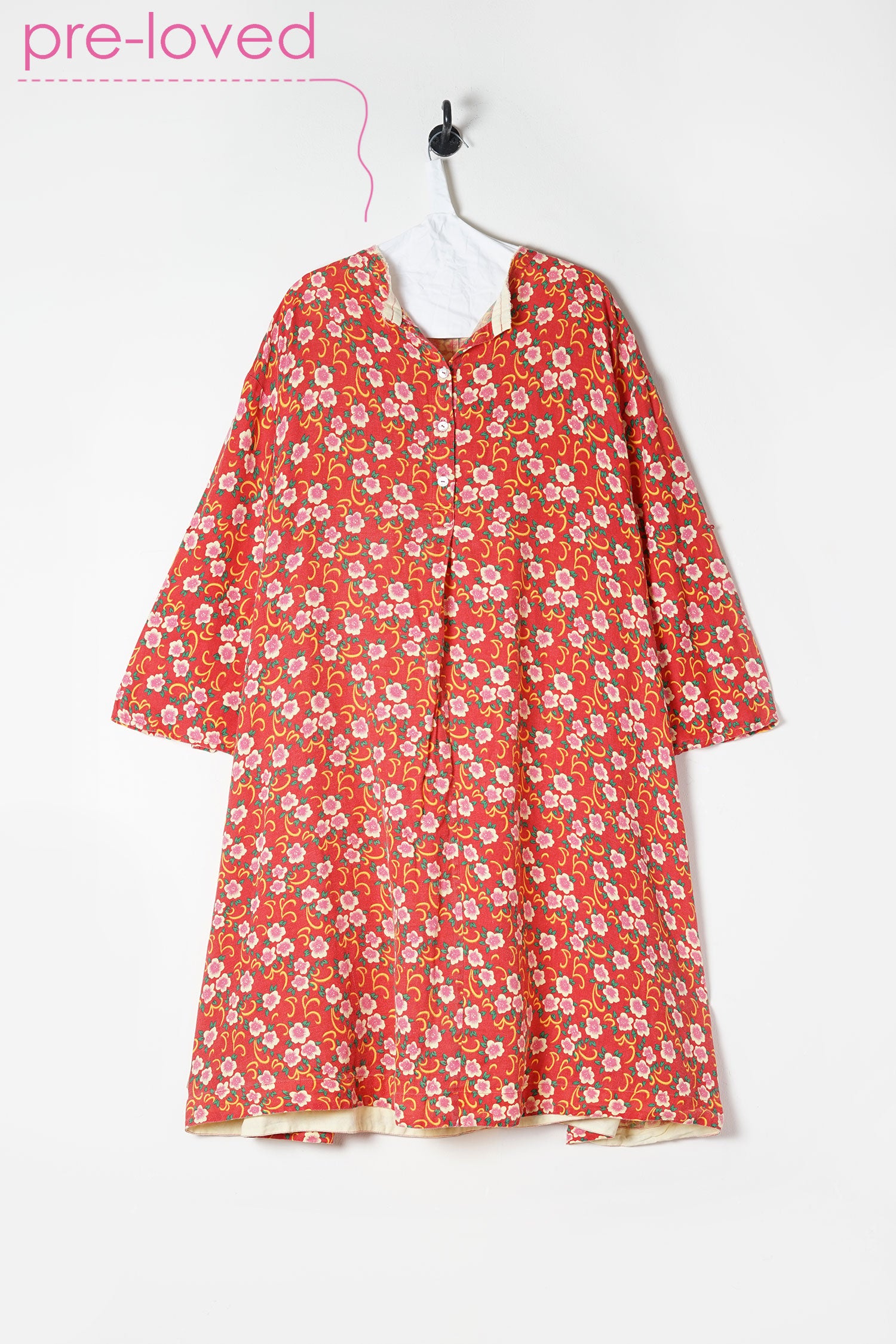 preloved - red flower a line dress
