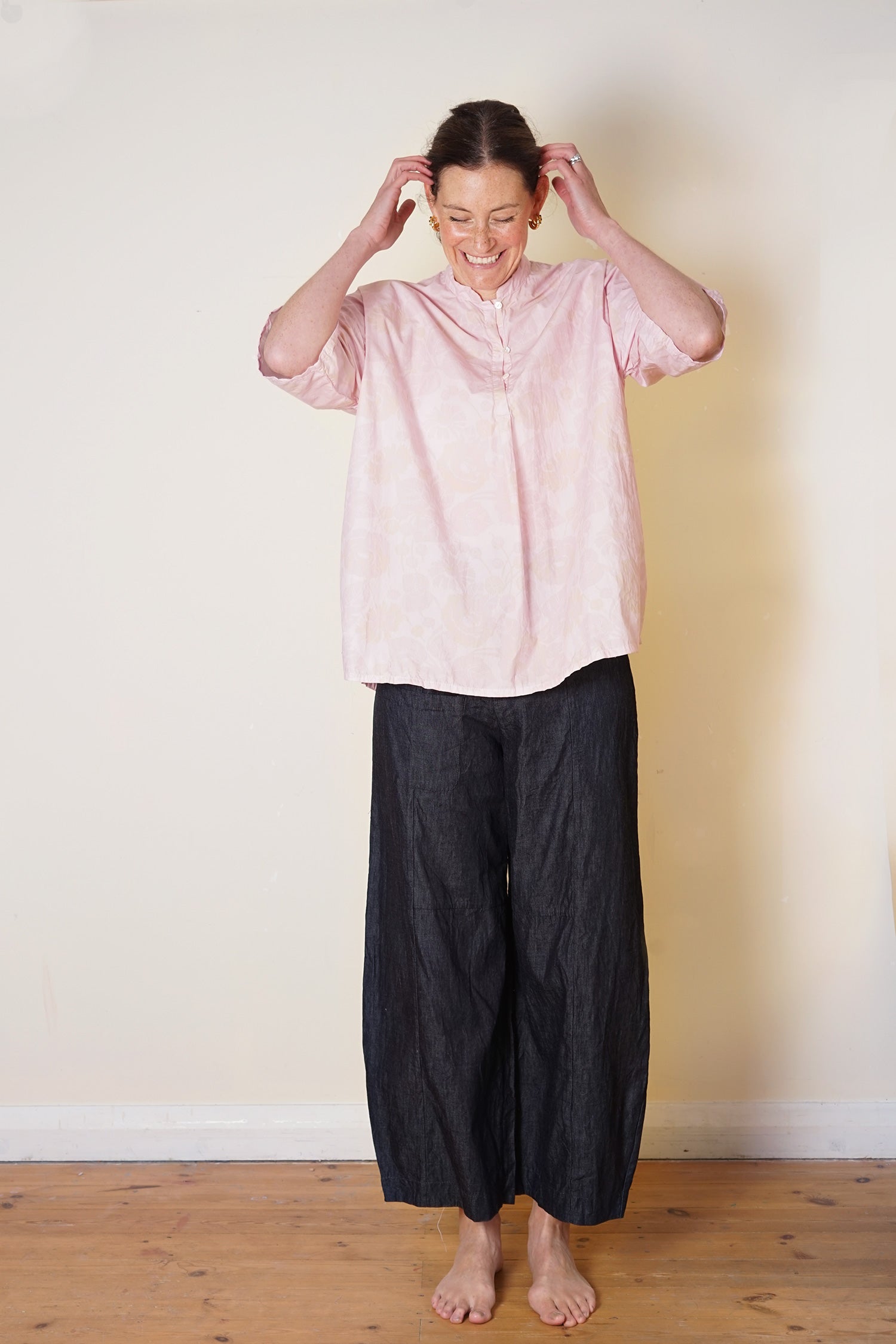 easy shirt rose print cotton poplin