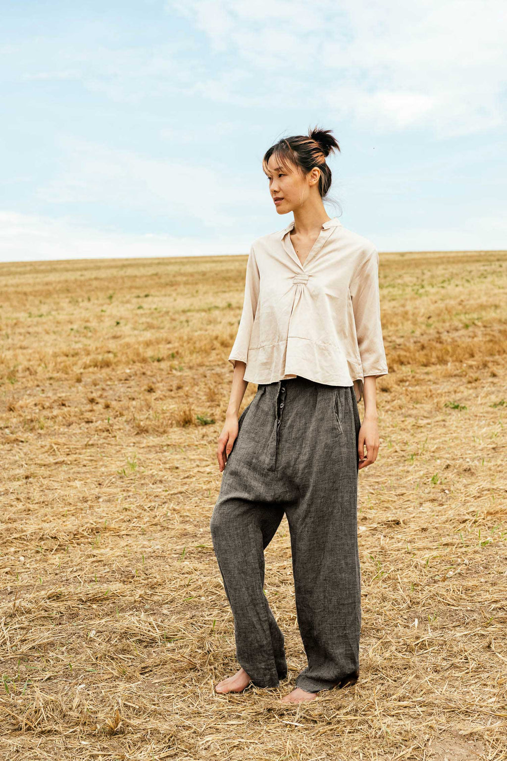 sale freedom pants linen chambray