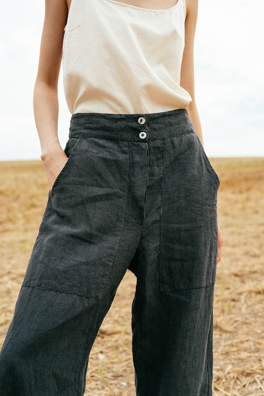 sale flare trousers linen