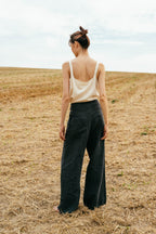 sale flare trousers linen