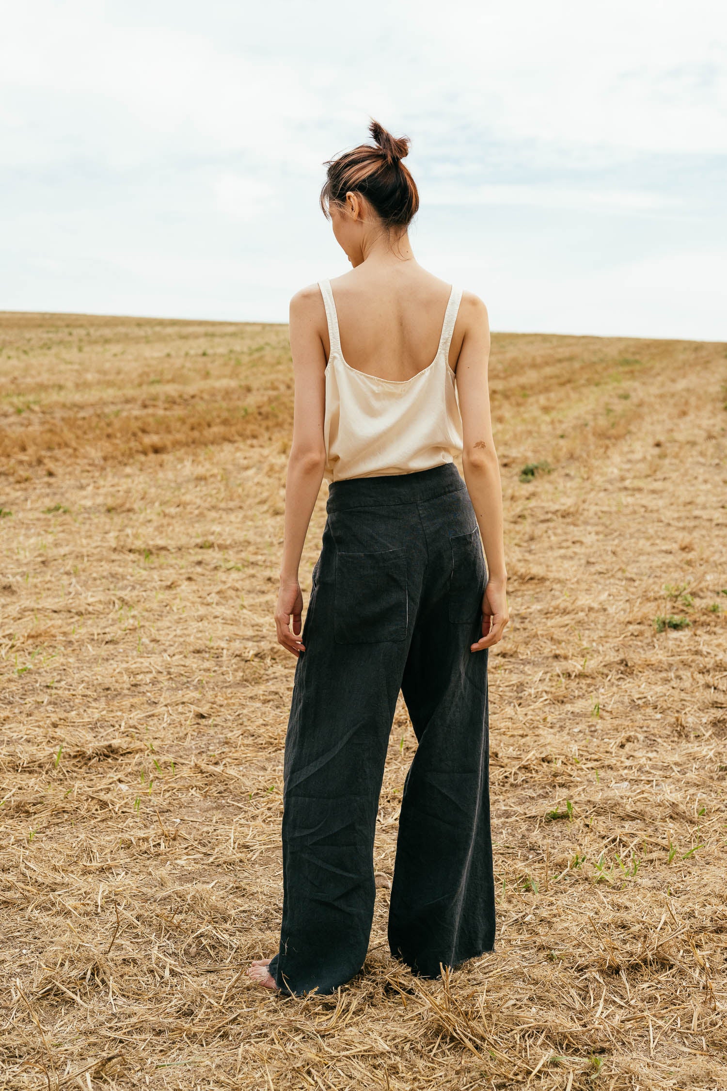 sale flare trousers linen