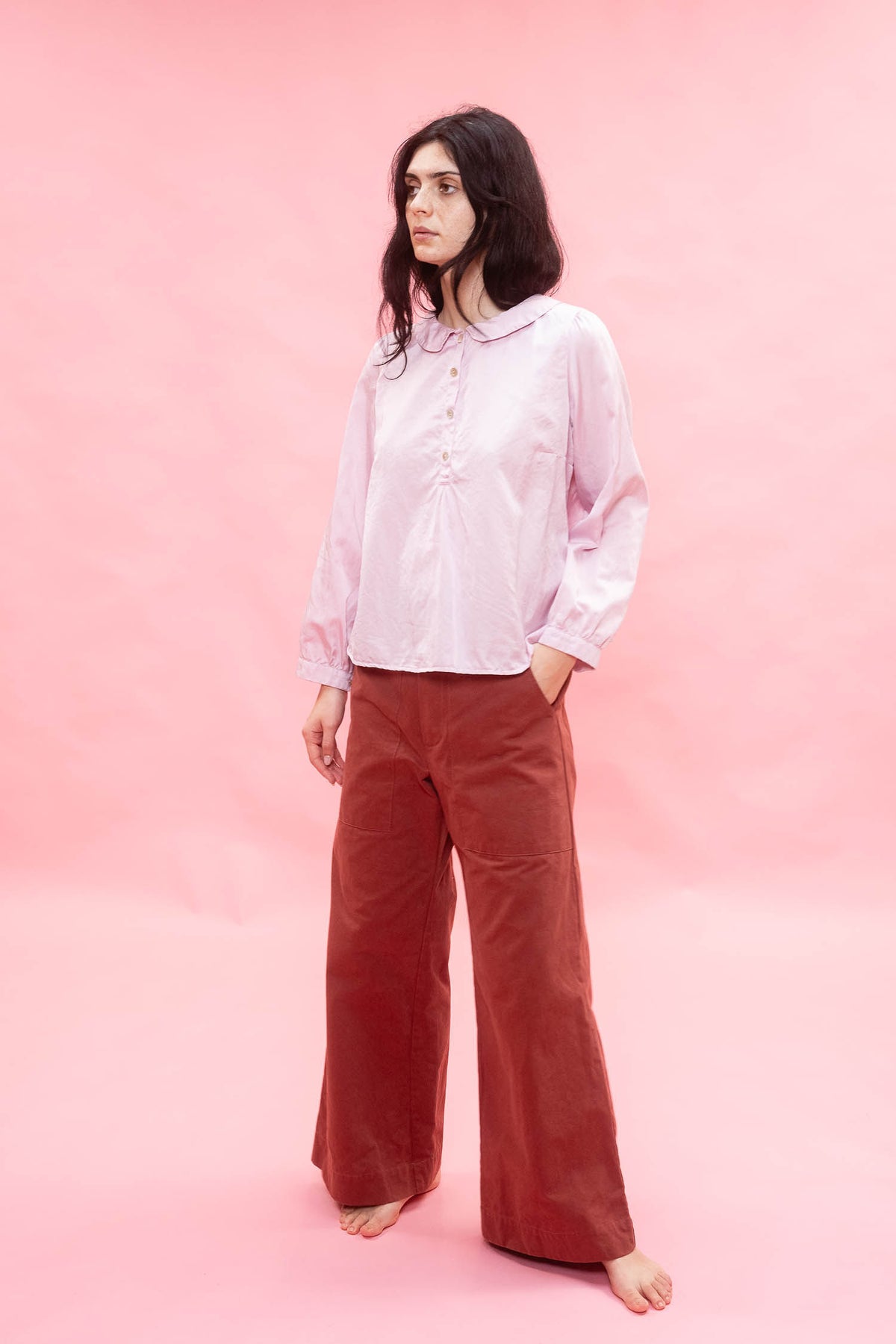flare pants italian cotton twill