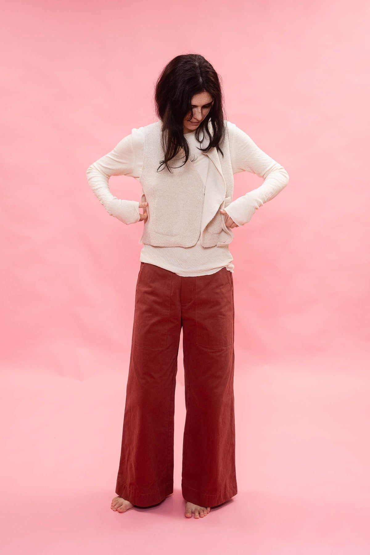 flare pants italian cotton twill