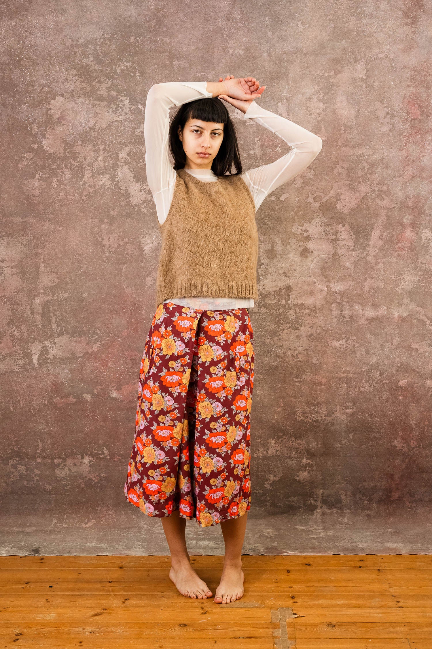 plain fluffy alpaca vest