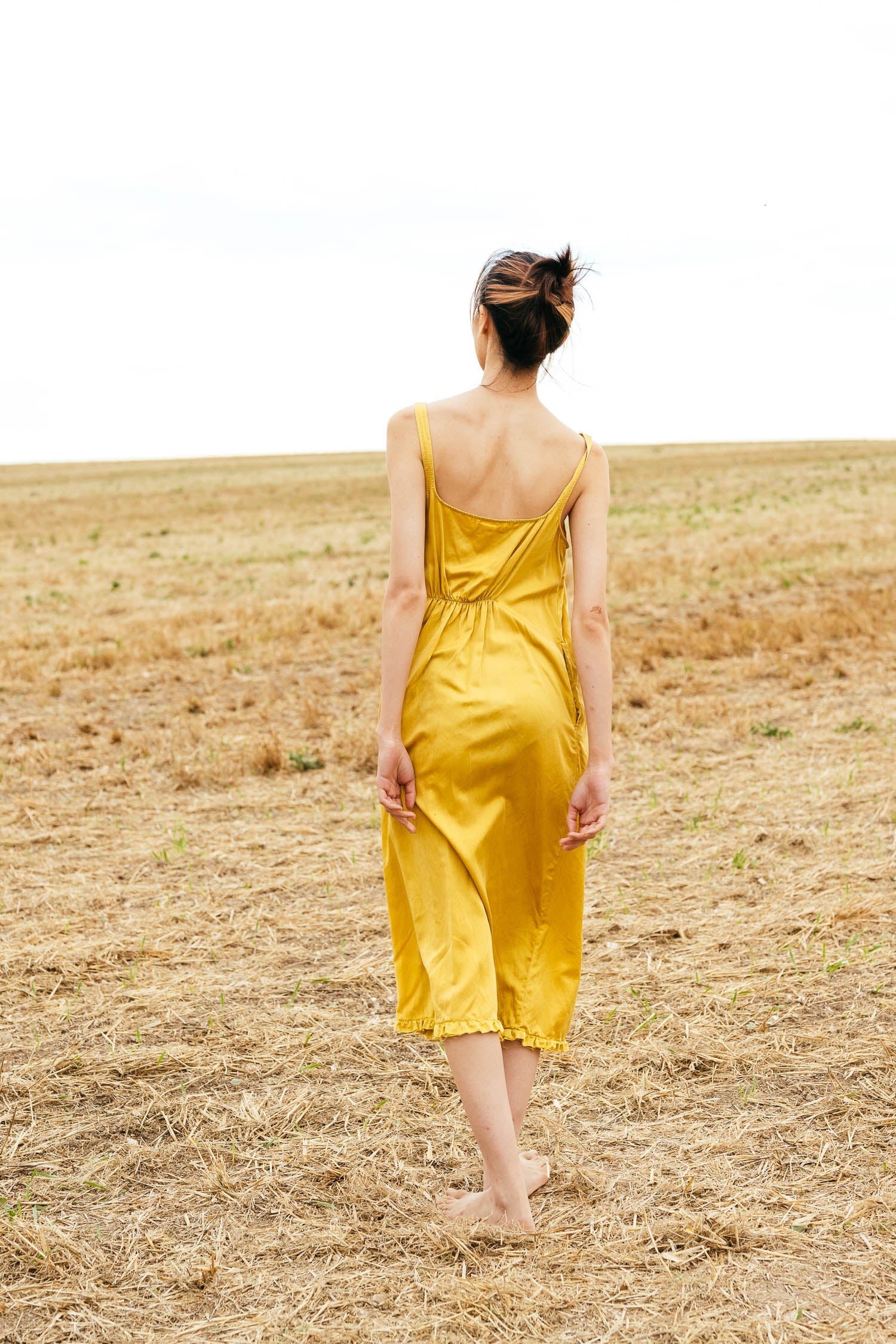 sale frill hem dress silk cotton satin
