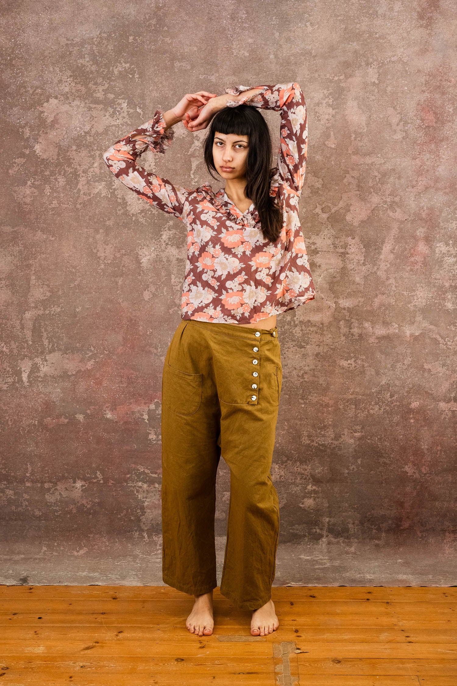 frill blouse silk cotton voile print