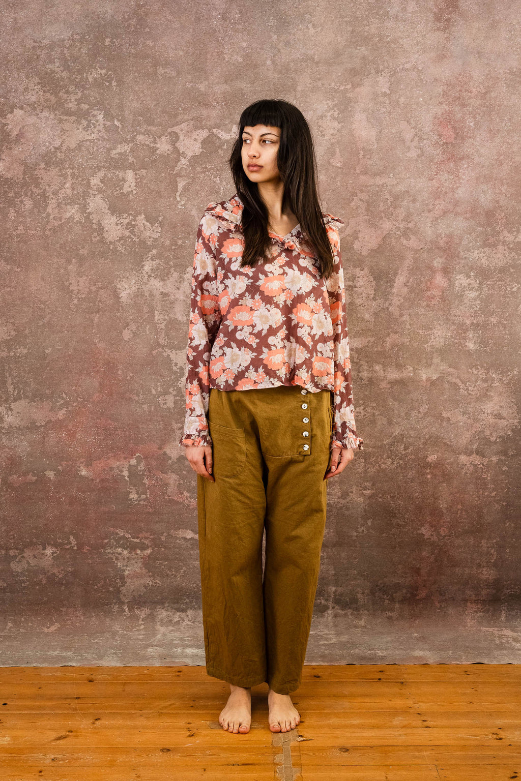frill blouse silk cotton voile print