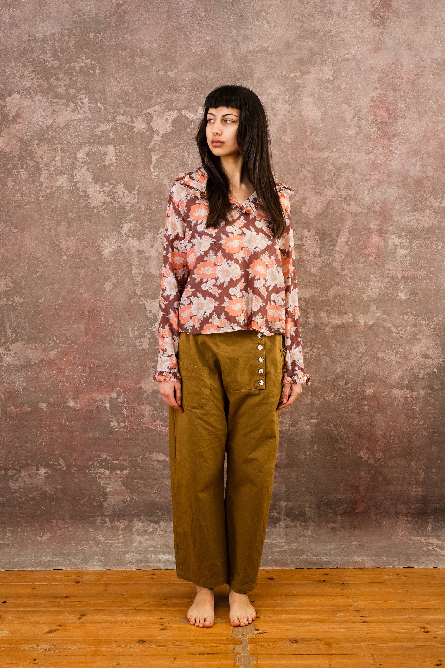 frill blouse silk cotton voile print