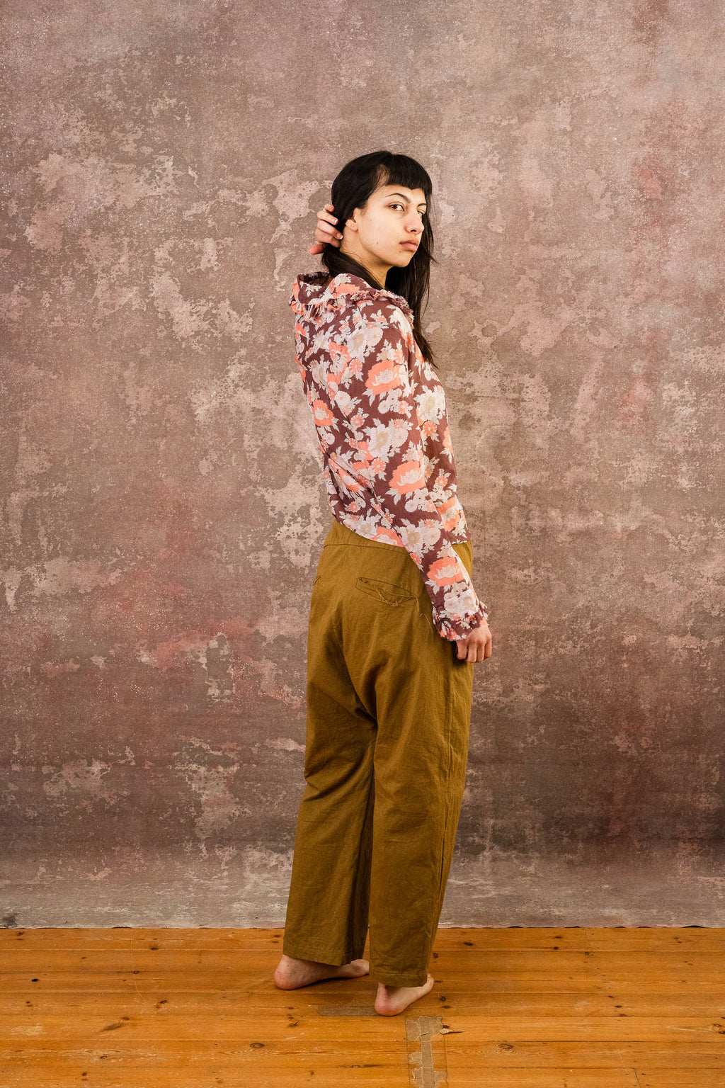 frill blouse silk cotton voile print