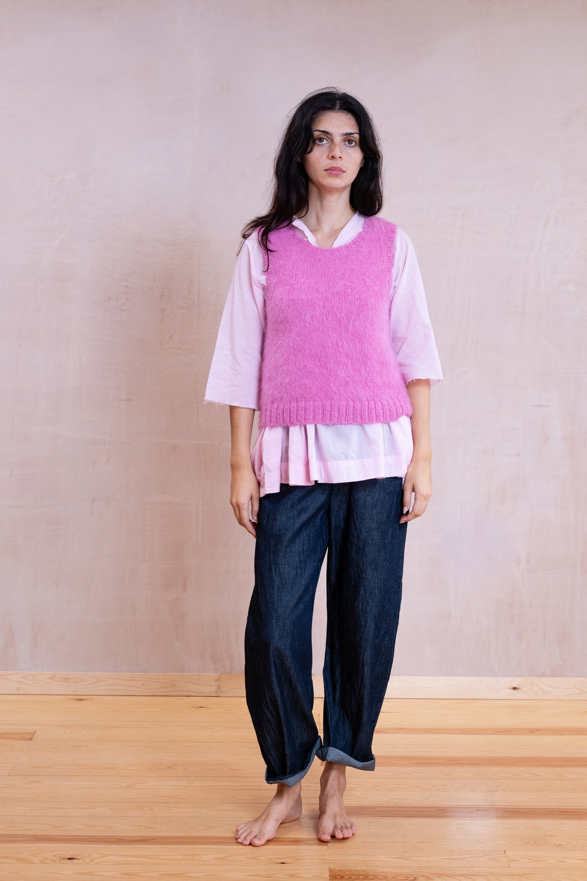 plain fluffy alpaca vest