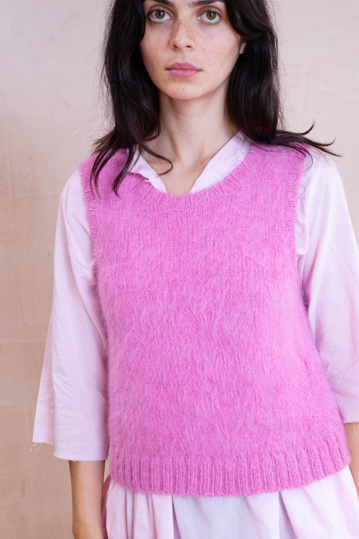 plain fluffy alpaca vest