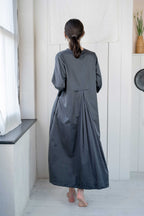 sale pleat in dress long silk cotton satin