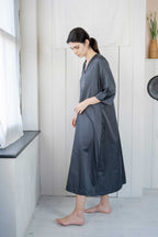 sale pleat in dress long silk cotton satin