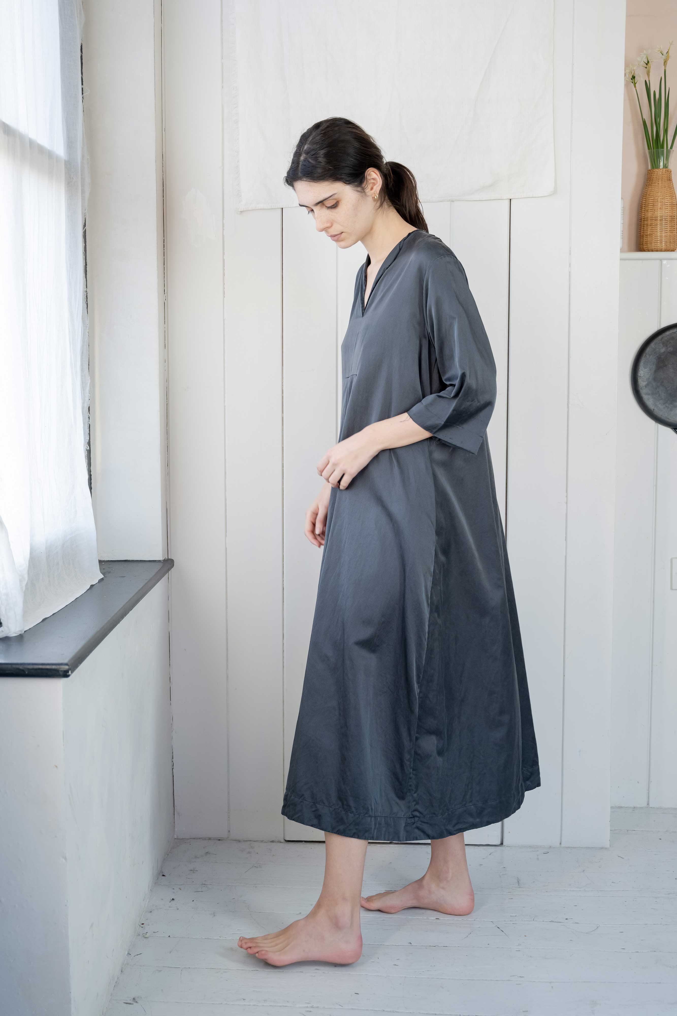 sale pleat in dress long silk cotton satin