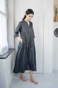 sale pleat in dress long silk cotton satin