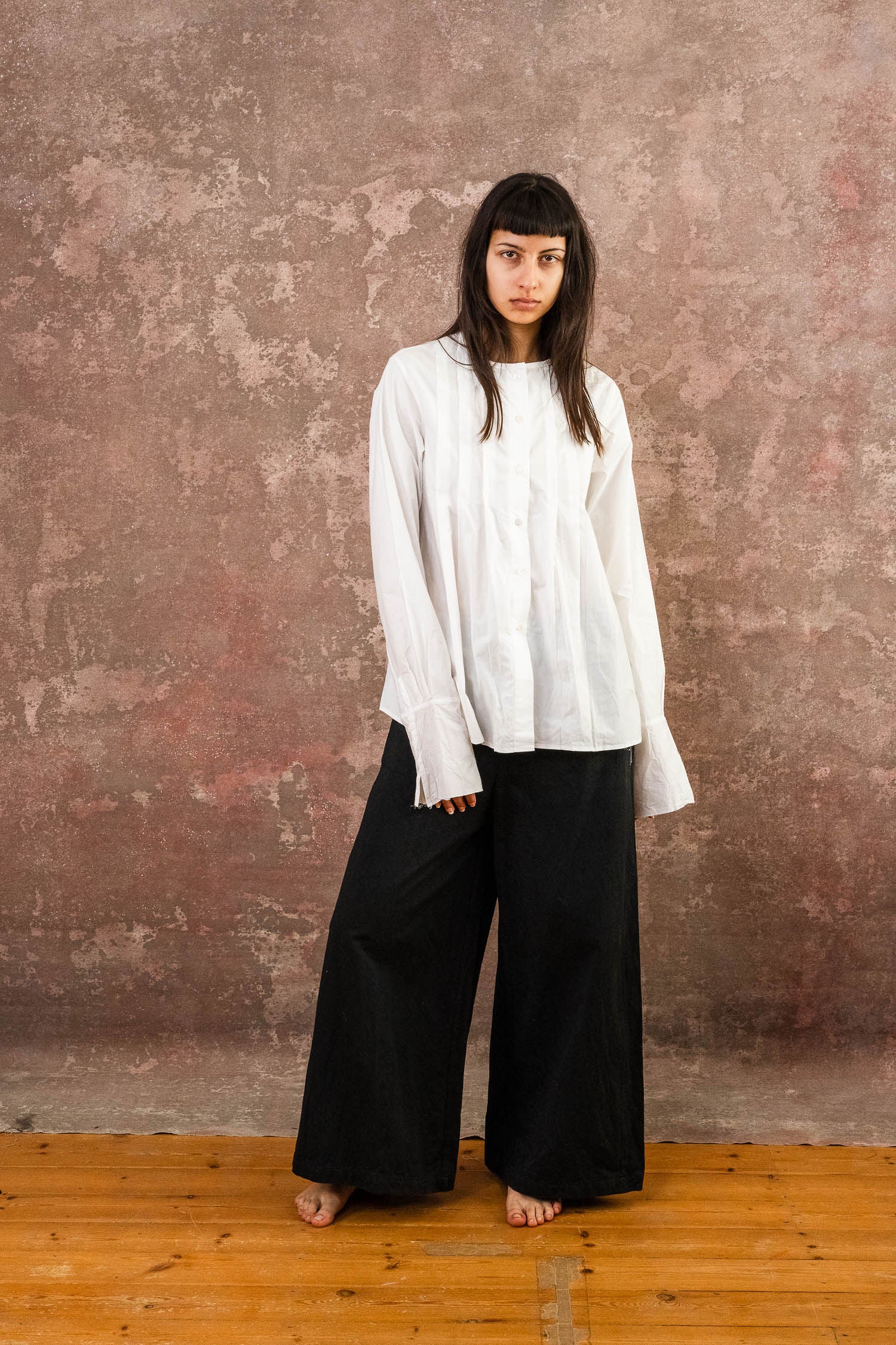 pleat shirt kilberry cotton