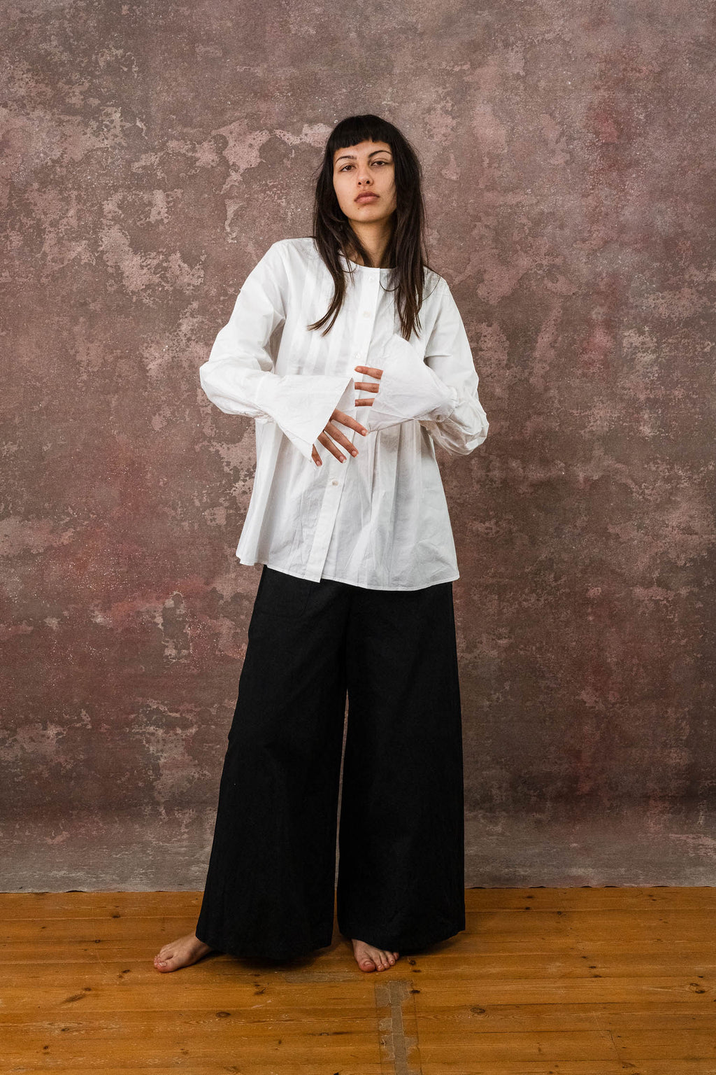 pleat shirt kilberry cotton
