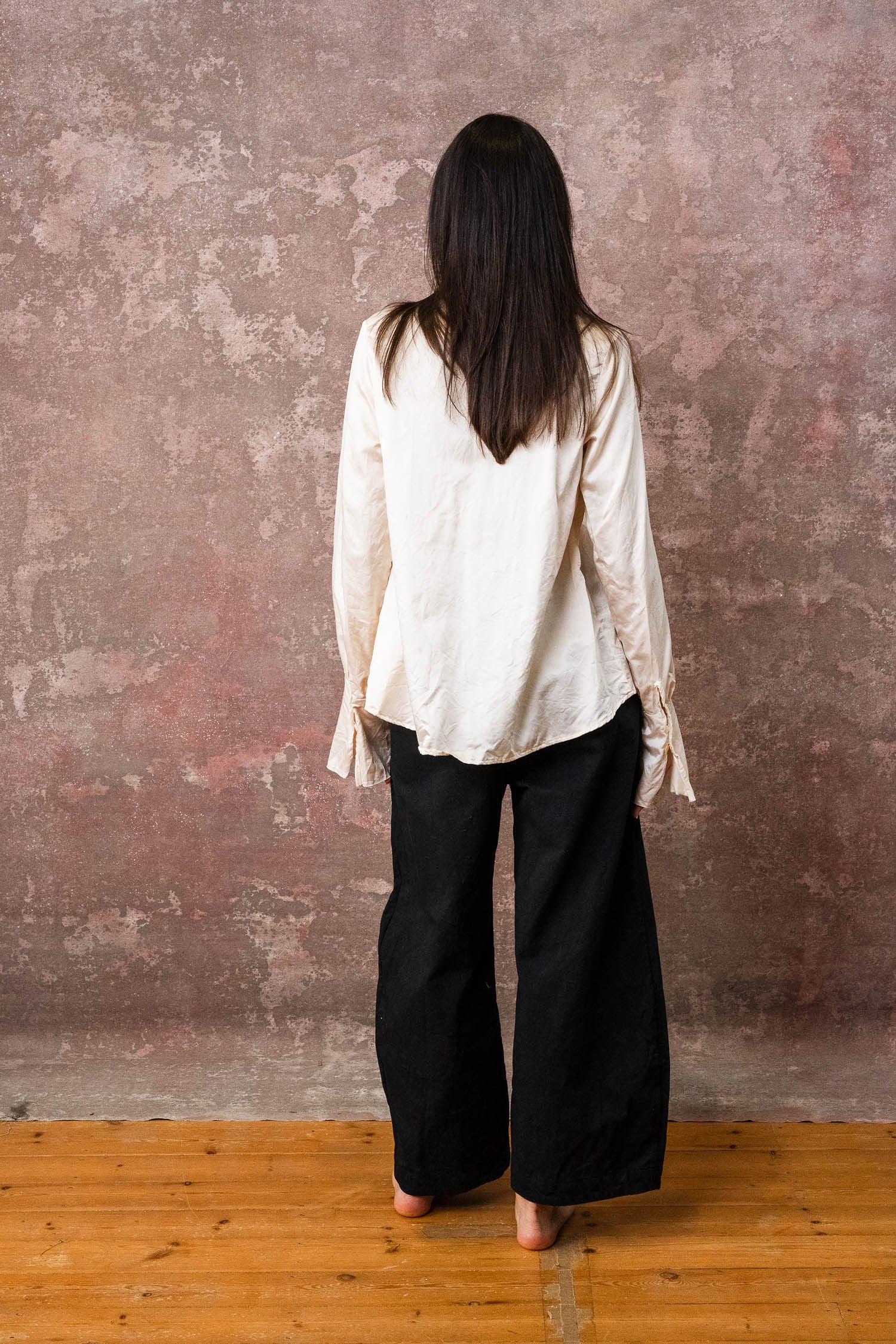 pleat shirt silk cotton satin
