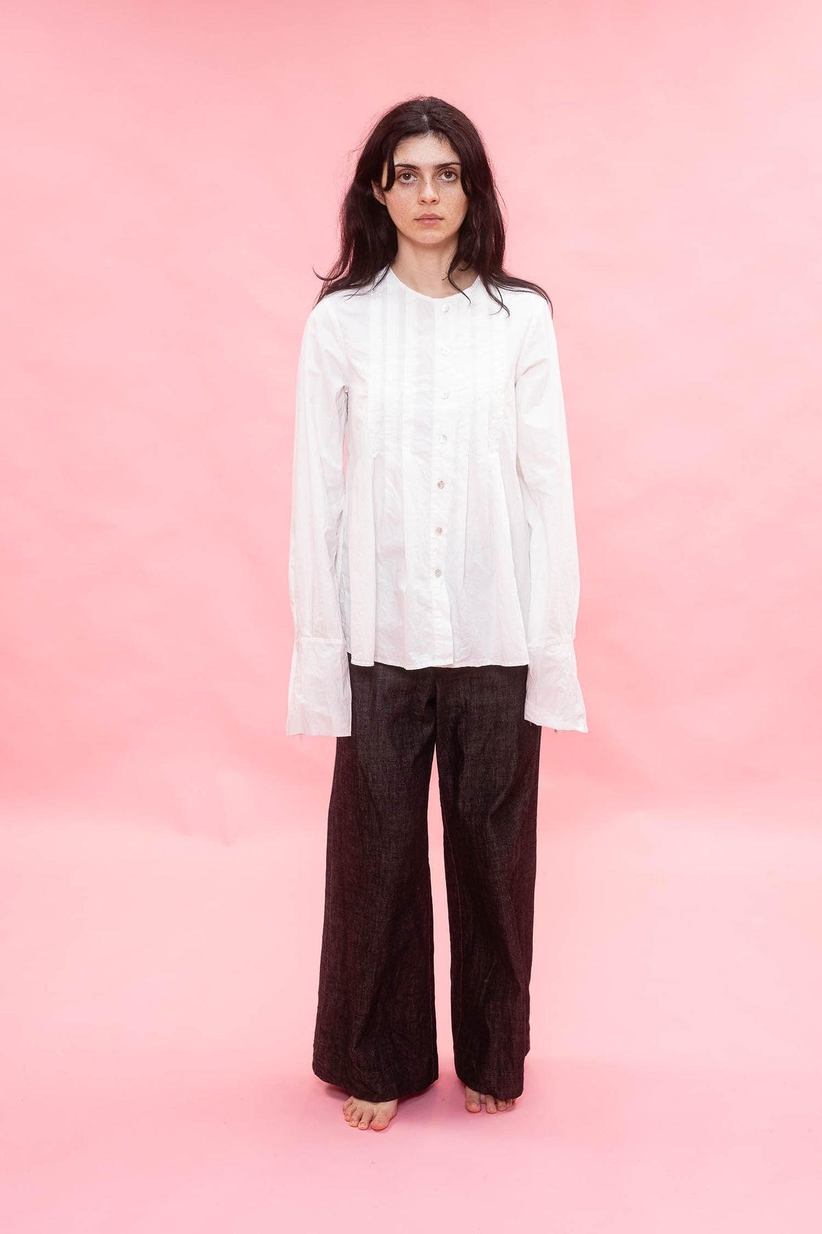 pleat front shirt kilberry cotton