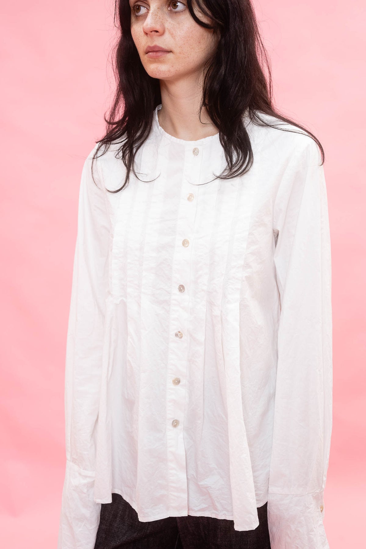 pleat front shirt kilberry cotton