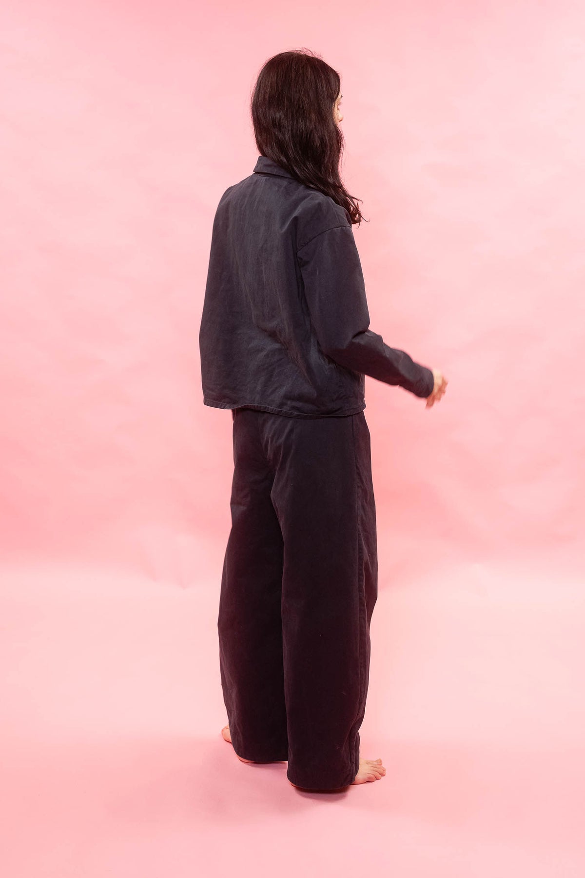 tailored wide leg pants italian cotton twill