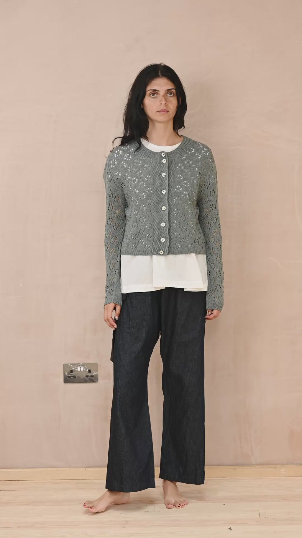 nickel cardigan lacey cotton cashmere
