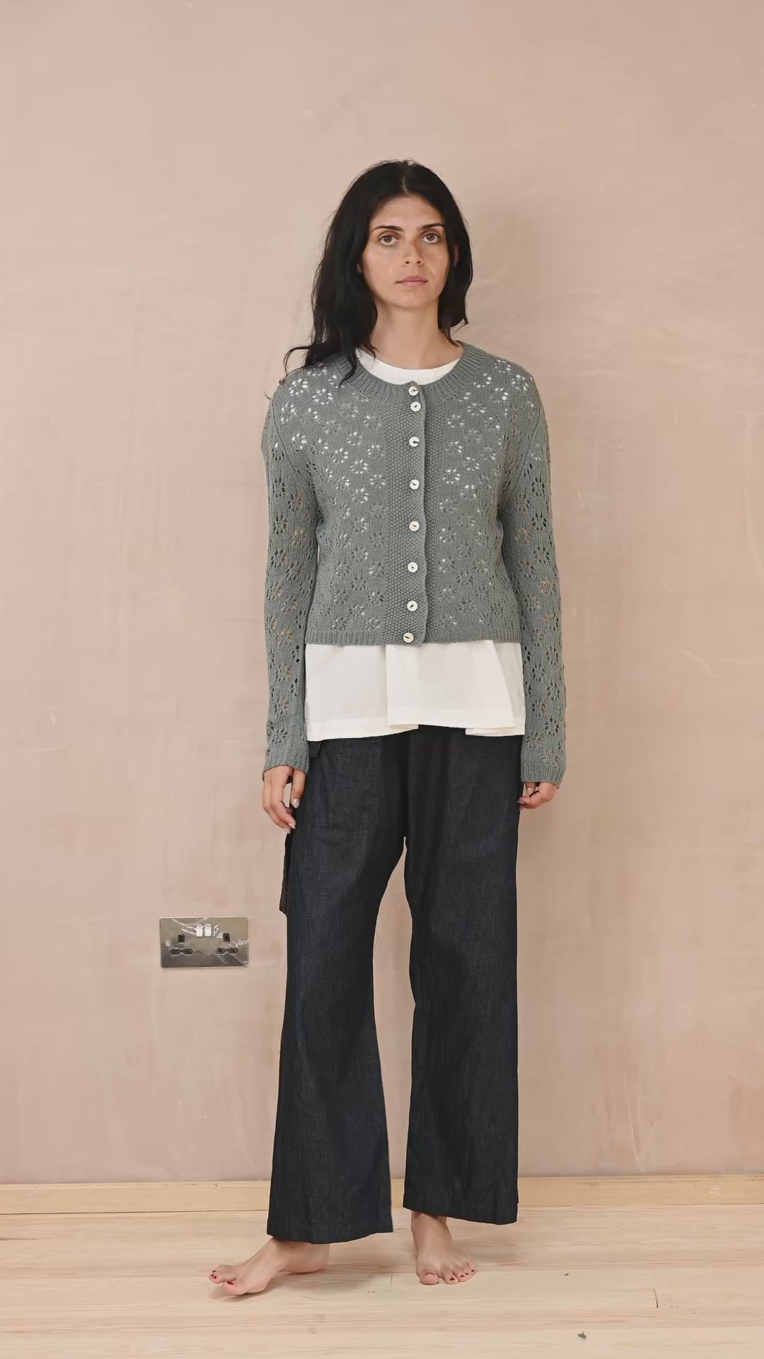 nickel cardigan lacey cotton cashmere