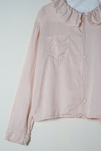 puckered collar blouse silk cotton satin