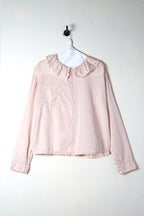 puckered collar blouse silk cotton satin