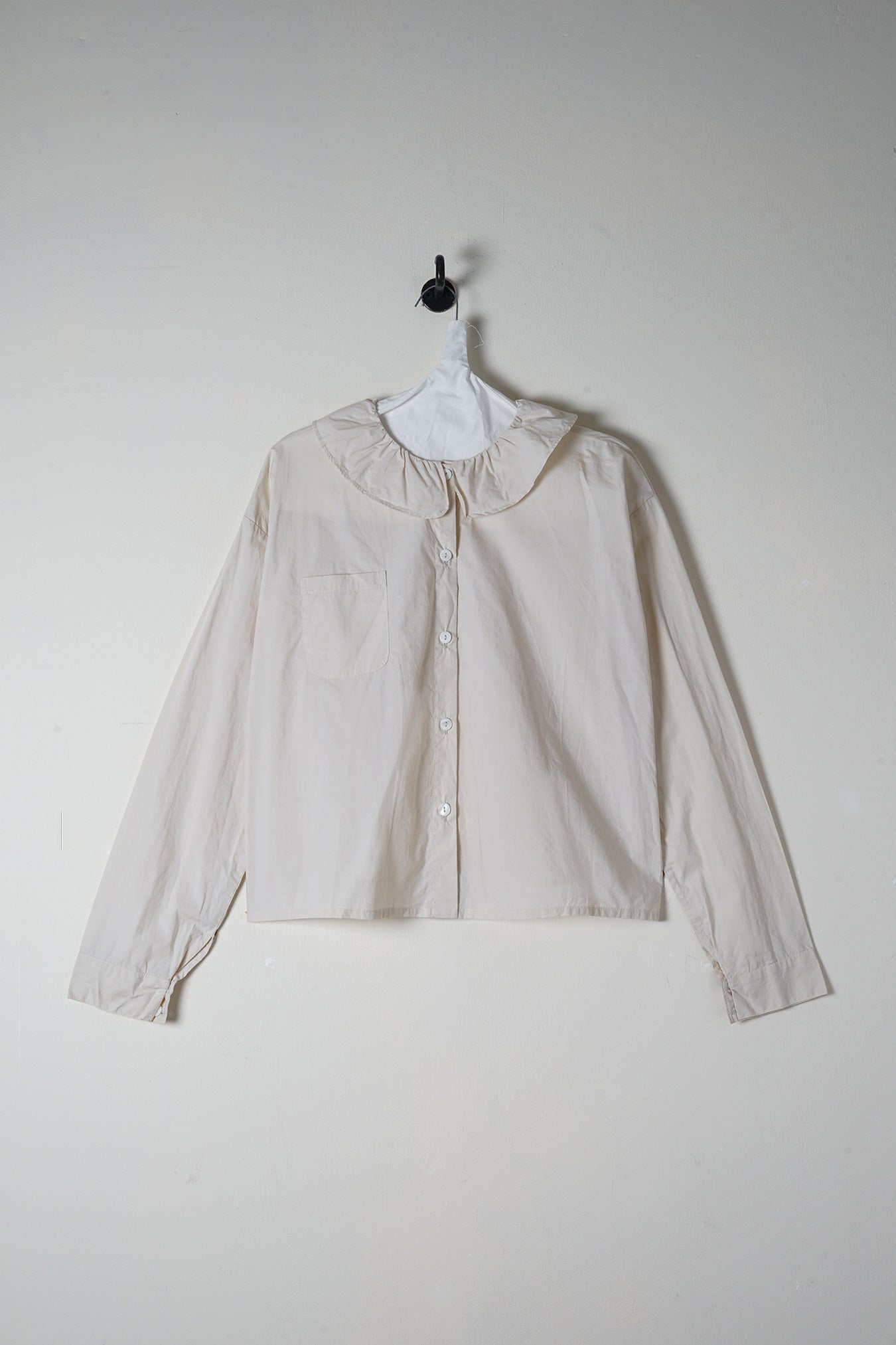 puckered collar shirt cotton poplin