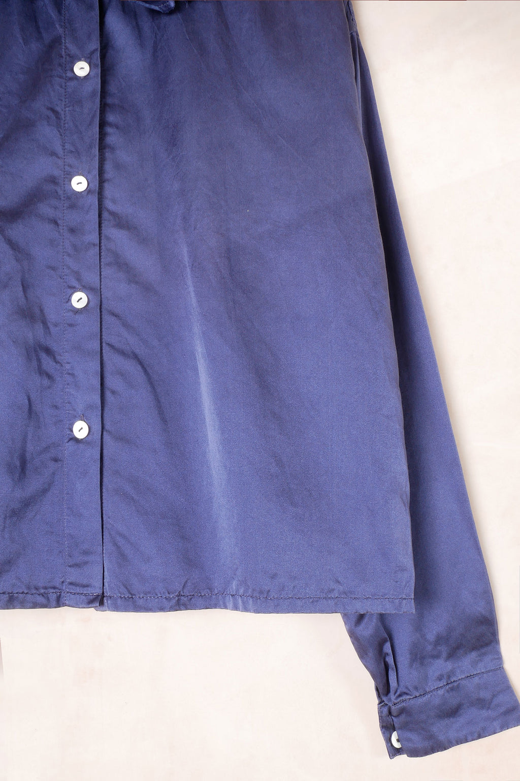 puckered collar blouse silk cotton satin
