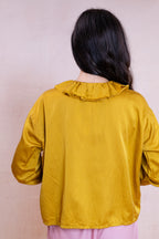 puckered collar blouse silk cotton satin