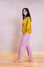 puckered collar blouse silk cotton satin