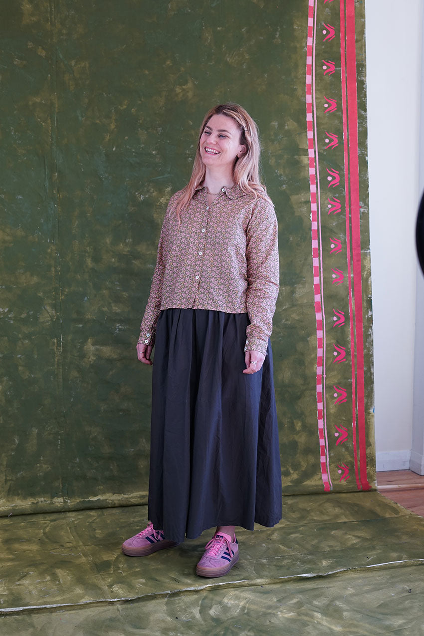 sale round collar shirt flower print