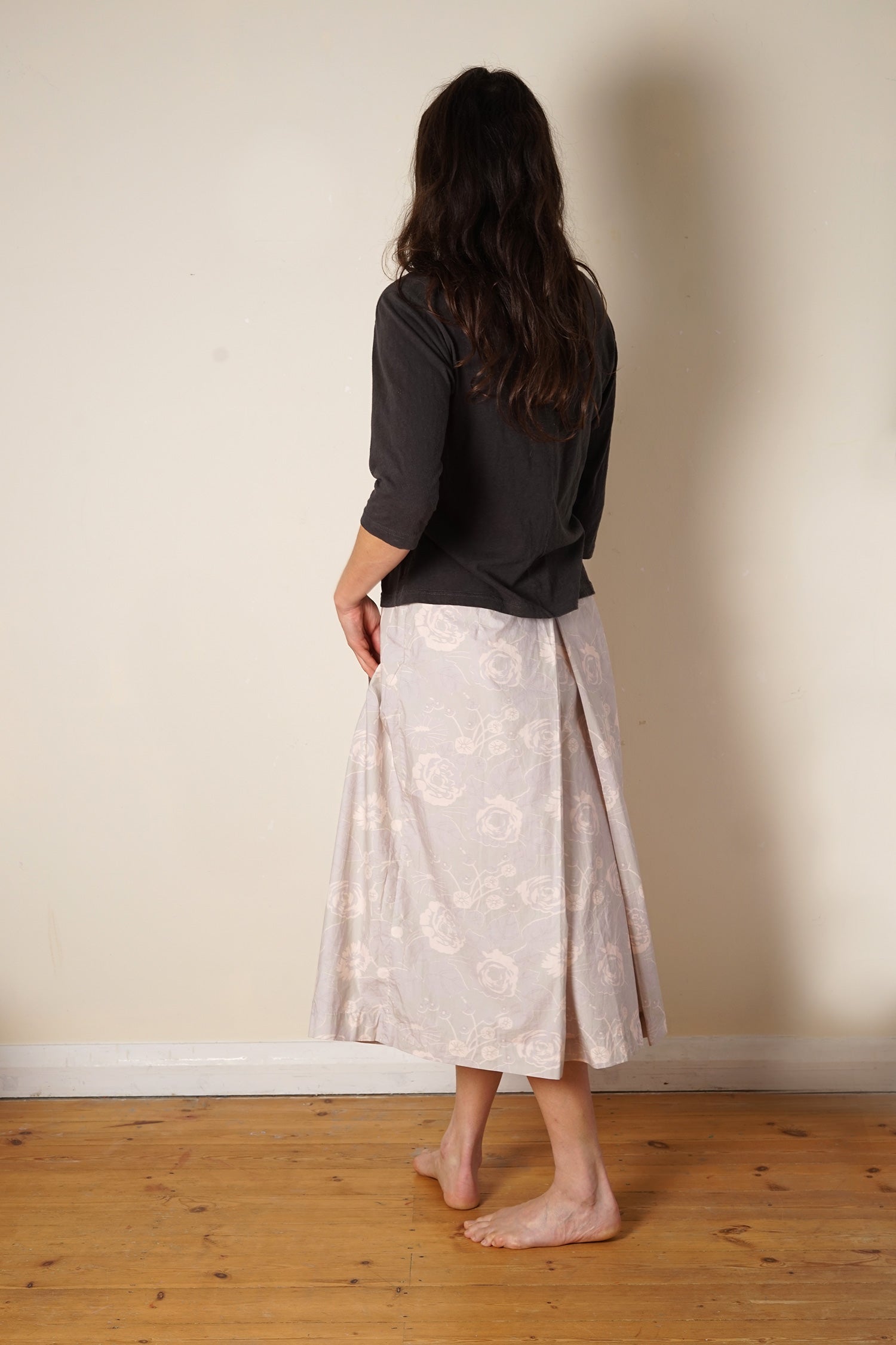 rowan skirt rose print cotton poplin