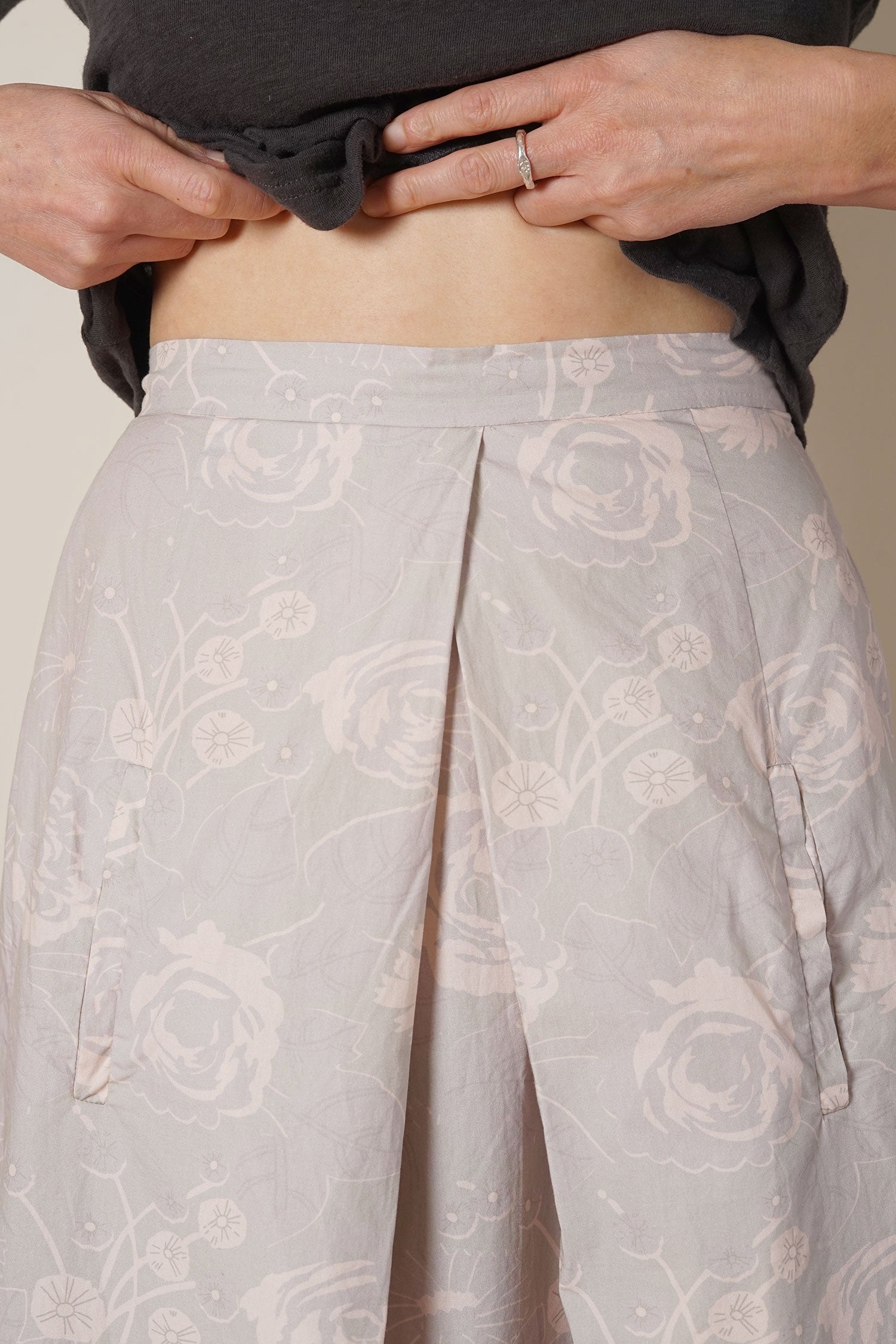 rowan skirt rose print cotton poplin