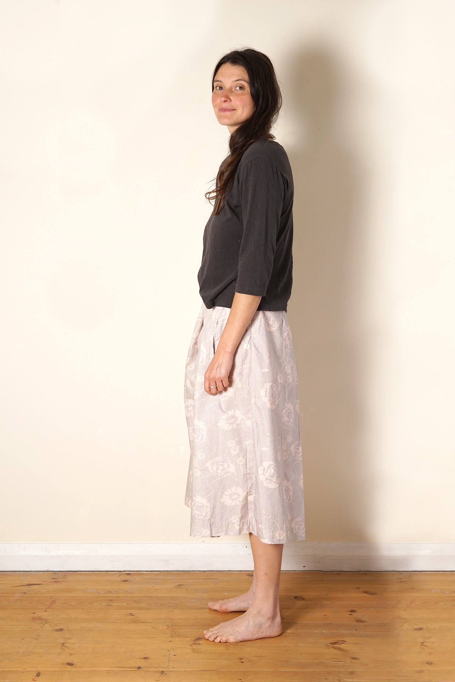 rowan skirt rose print cotton poplin