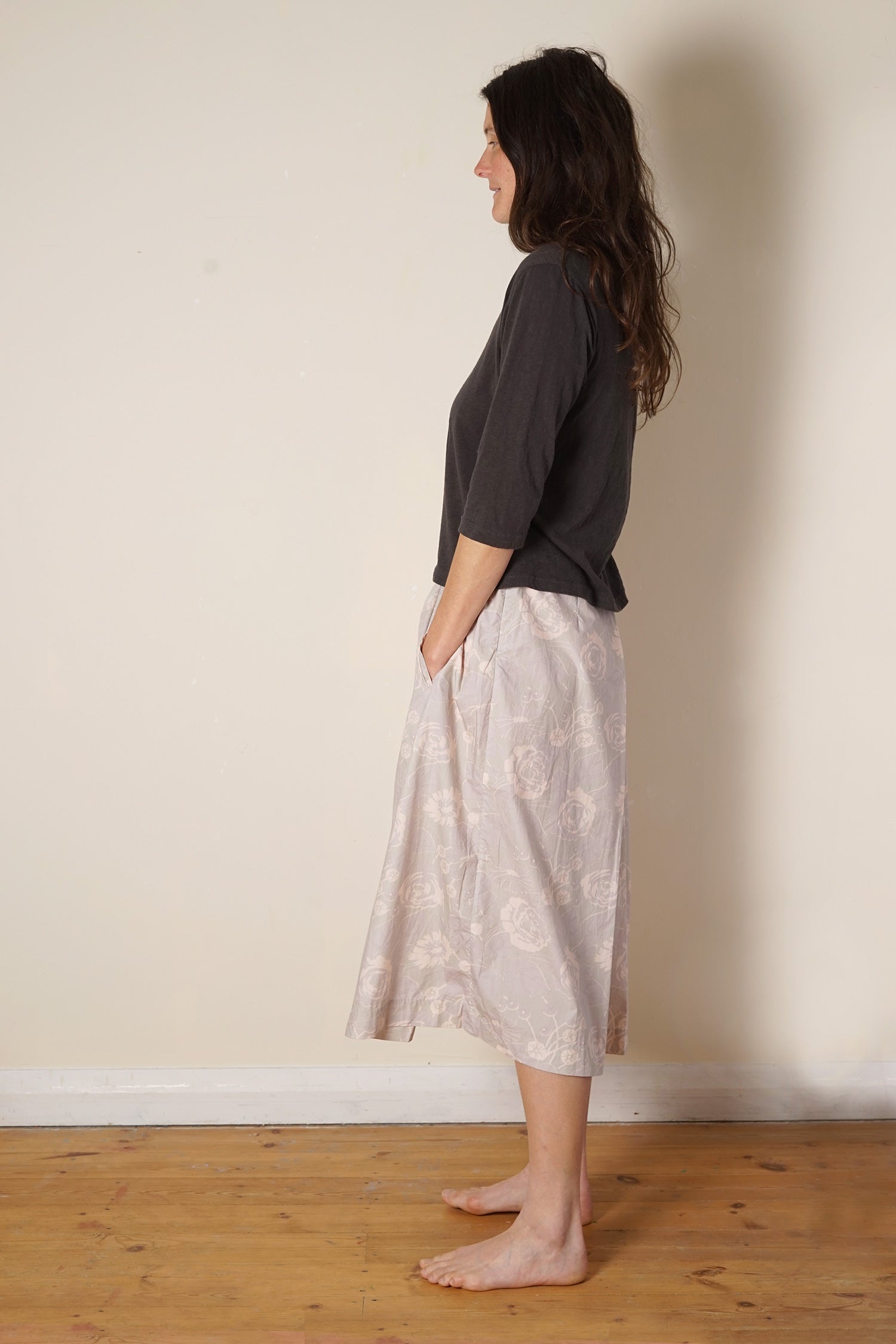 rowan skirt rose print cotton poplin