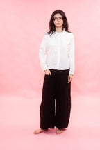 tailored line pants black wool stripe