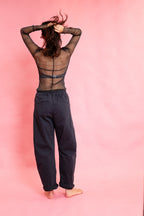 slash neck silk tulle tee