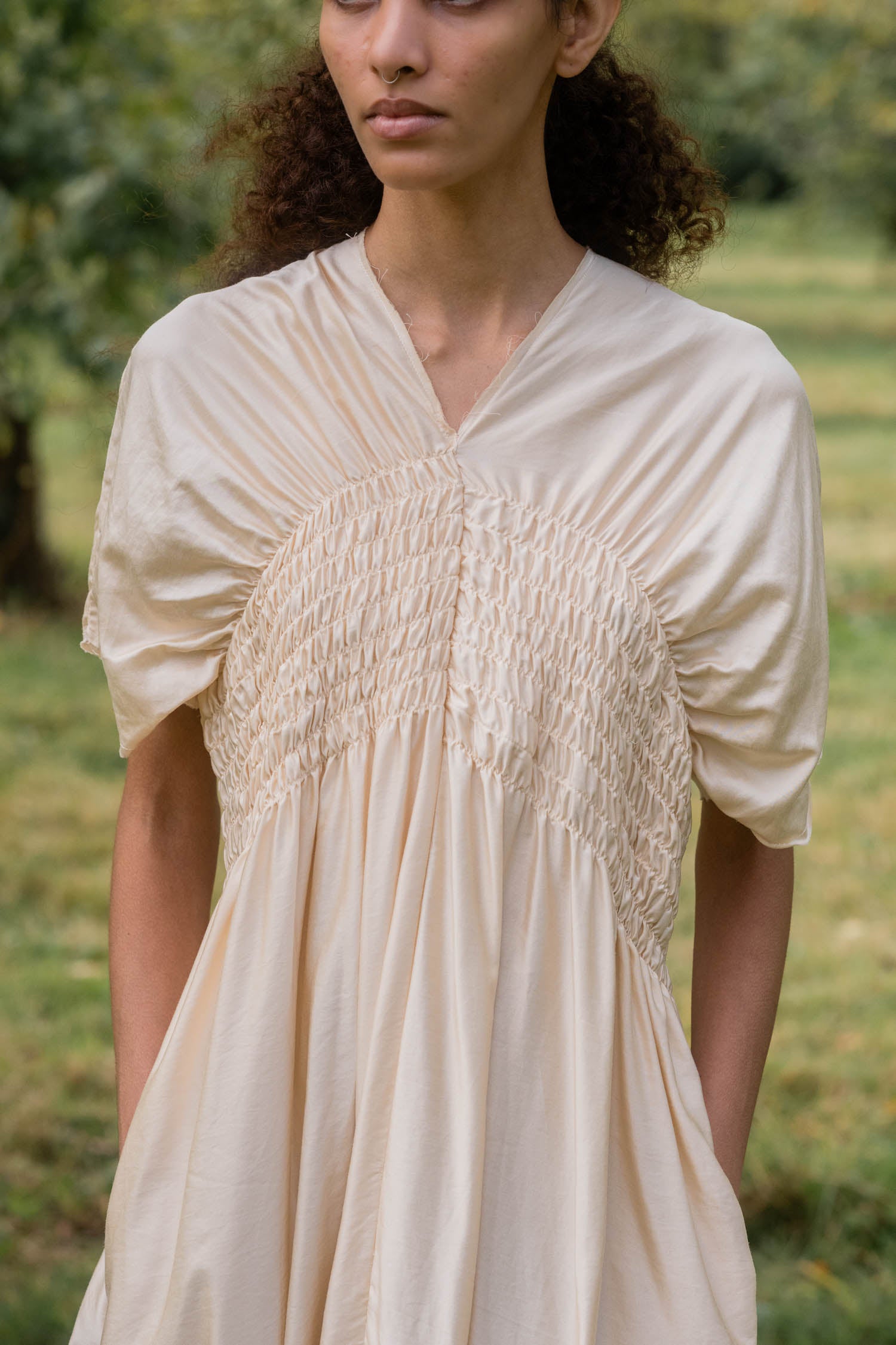 sale asymmetric moonbeam dress silk cotton satin