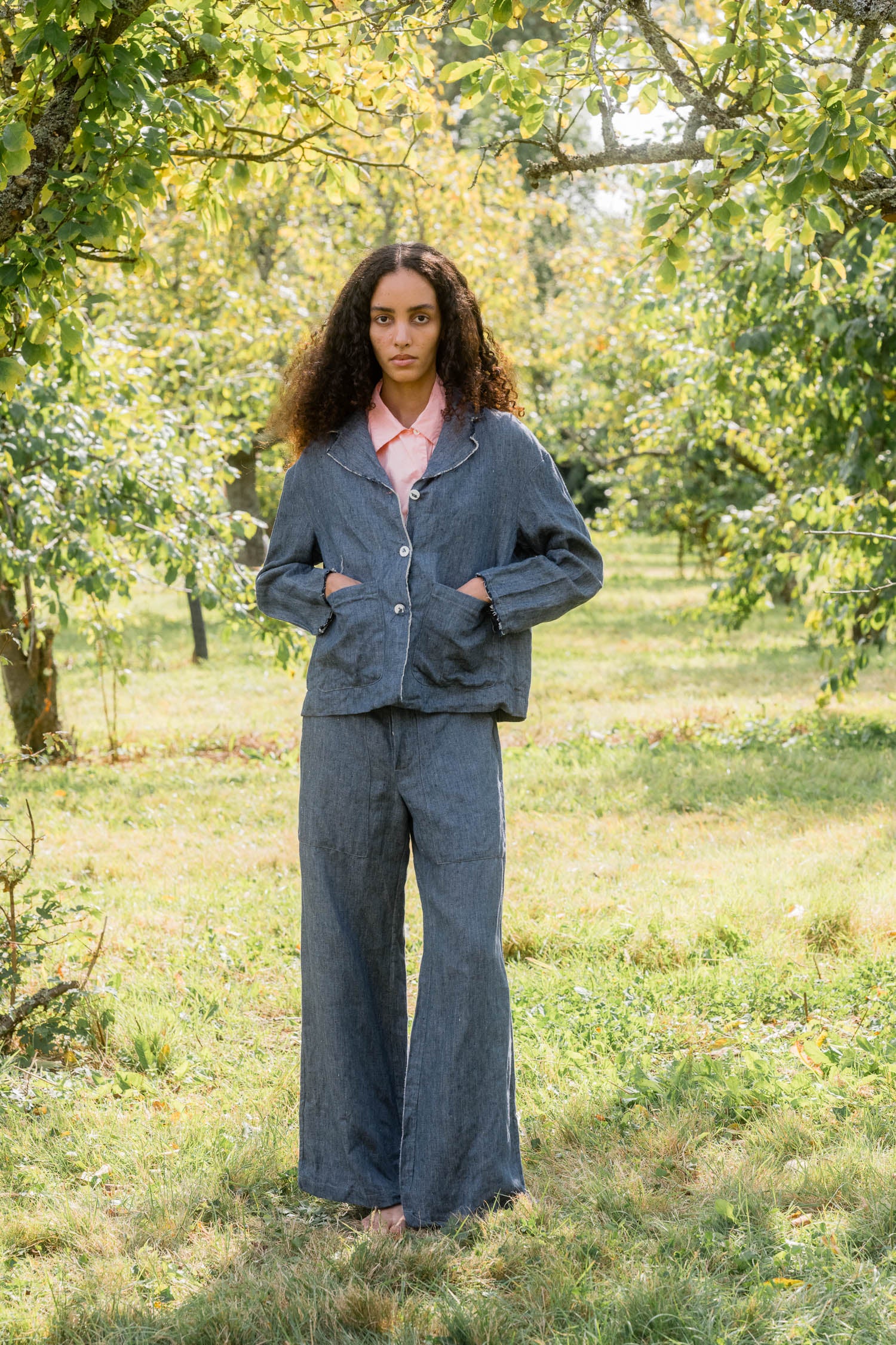 big stan jacket linen denim
