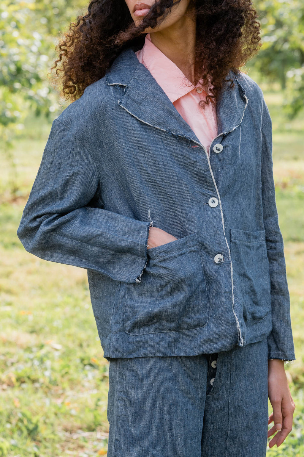 big stan jacket linen denim