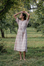 comfy pocket big flower printed cotton dress