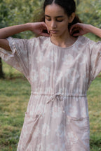 comfy pocket big flower printed cotton dress