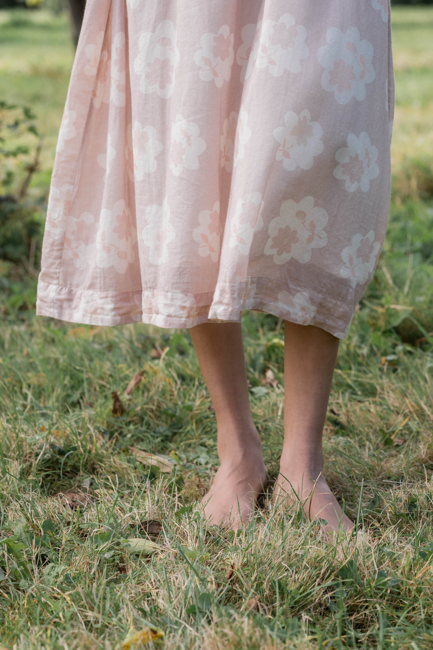 comfy pocket big flower printed cotton dress