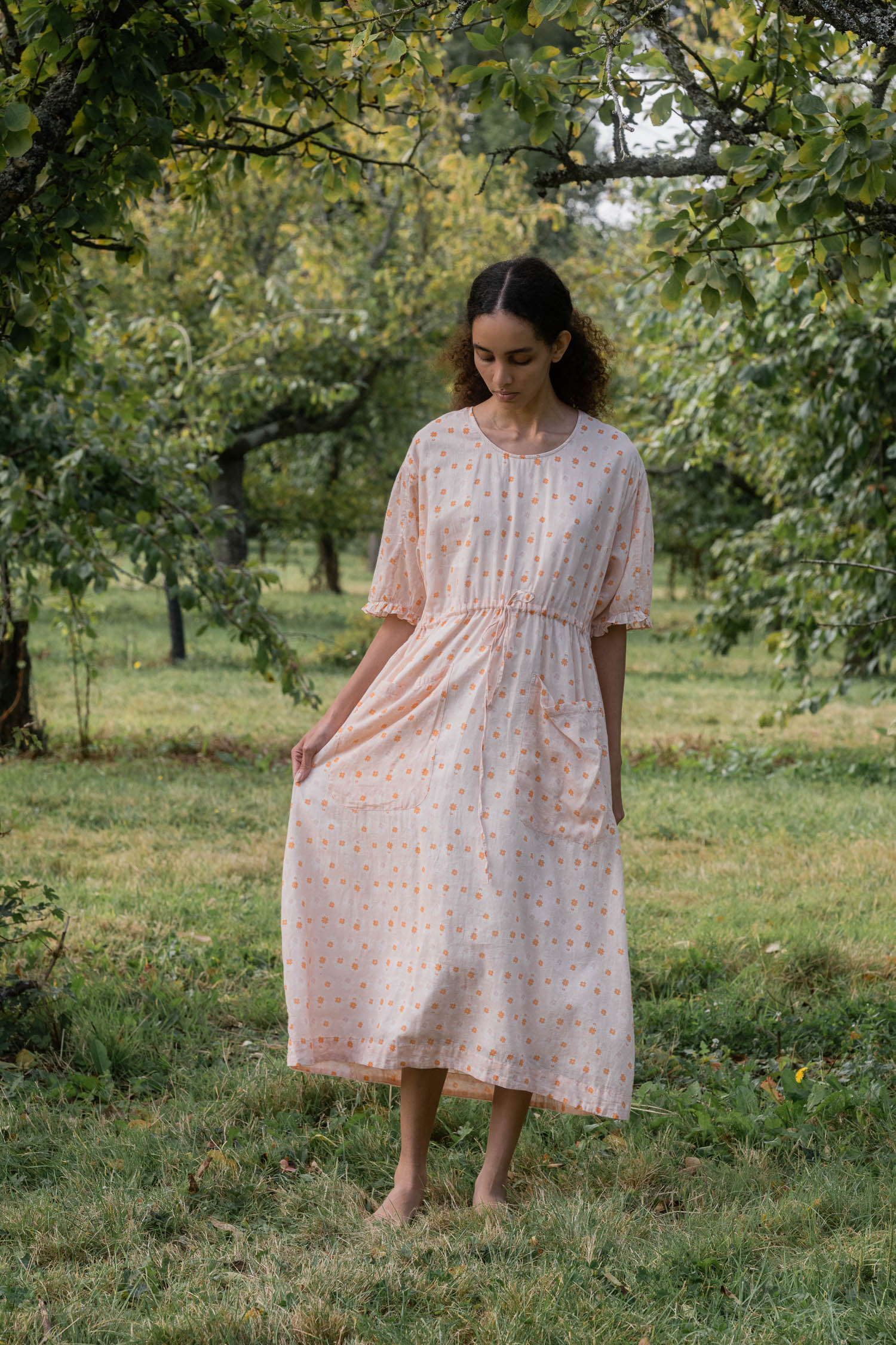 1043 comfy pocket small flower printed cotton dress